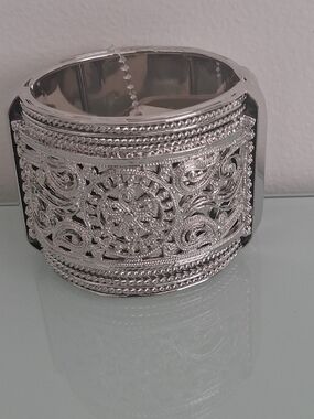 Amrita Singh Silver Filigree Wide Cuff Bracelet